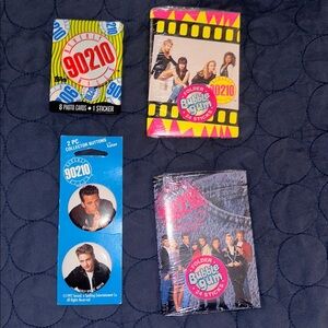 Vintage Beverly Hills 90210 pins and Trading Card and gum Packs